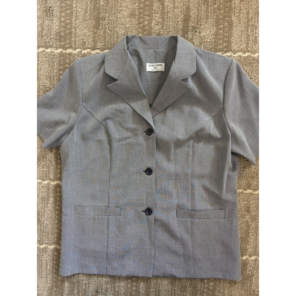 Vintage Alfred Dunner Blazer 16W Black White Houndstooth 90s Made USA Plus Size